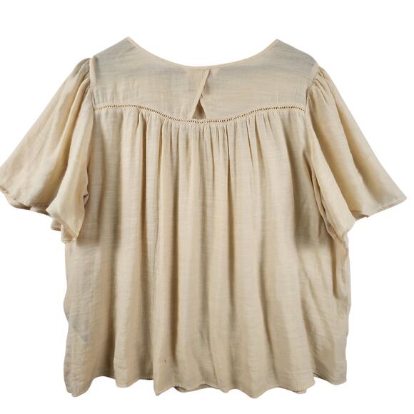 Nanette Lepore Curved Yoke Blouse Women’s SZ XL Beige Flowy Romantic EUC - Picture 2 of 12